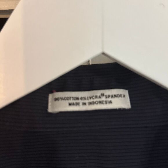 Calvin Klein navy striped non iron button down large - Picture 5 of 10